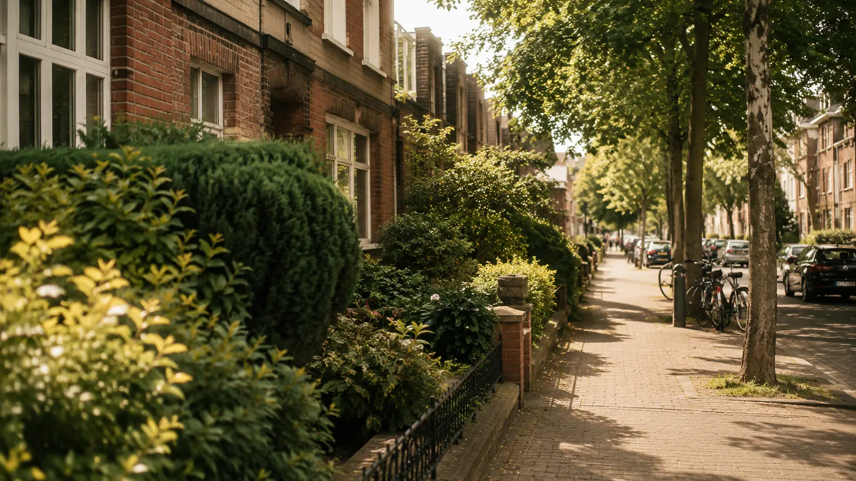 Atmosphärischer Blick auf eine ruhige Wohnstraße in Bremen
